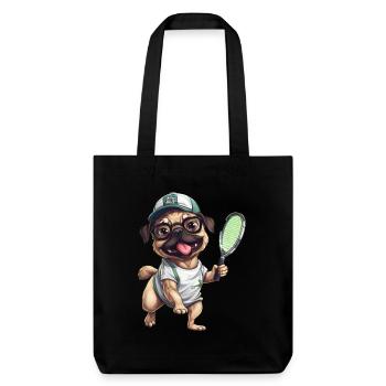 Passionné de jeu carlin: tennis et - Tote bag épais recyclé Stanley/Stella - noir - Devant