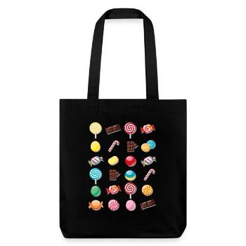 Bonbons und süße Leckereien - Stanley/Stella recycelter Heavyweight Stoffbeutel - Schwarz - Vorne