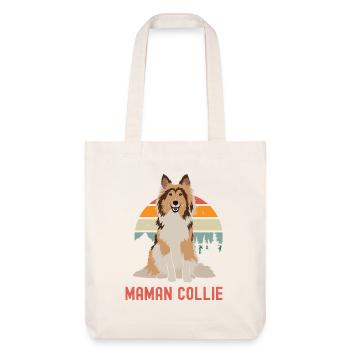 Maman border collie - Tote bag épais recyclé Stanley/Stella - blanc cassé - Devant