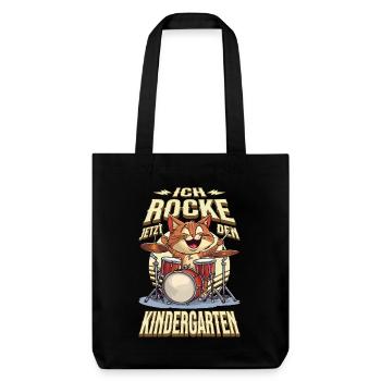 Kindergarten Kita Cat Drums Rock Music - Stanley/Stella Heavyweight Recycled Tote Bag - black - Front