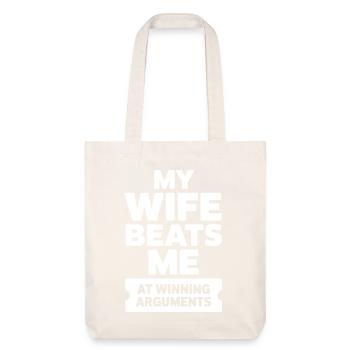 Ma femme me bat pour gagner les disputes - Tote bag épais recyclé Stanley/Stella - blanc cassé - Devant