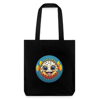 Poisson-globe coloré riant joyeux - Tote bag épais recyclé Stanley/Stella - noir - Devant