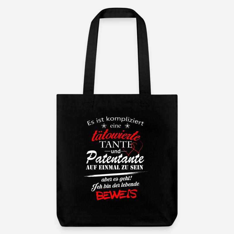 tätowierte Tante Beweis - Stanley/Stella recycelter Heavyweight Stoffbeutel - Schwarz