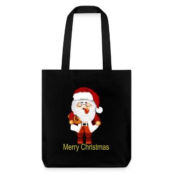 Santa Claus with gift package - Stanley/Stella Heavyweight Recycled Tote Bag - black - Front