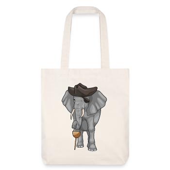 Elefant Pirat Holzbein Augenklappe - Stanley/Stella recycelter Heavyweight Stoffbeutel - Naturweiß - Vorne