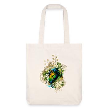 Wunderschönes buntes Pferd mit Blumen, - Stanley/Stella recycelter Heavyweight Stoffbeutel - Naturweiß - Vorne