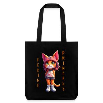 Feline Princess - Stylischer urbaner und mädchenhafter Look - Stanley/Stella recycelter Heavyweight Stoffbeutel - Schwarz - Vorne