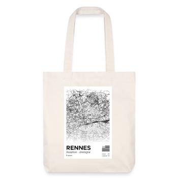 Map of Rennes Centre Black and White - Stanley/Stella Heavyweight Recycled Tote Bag - natural white - Front