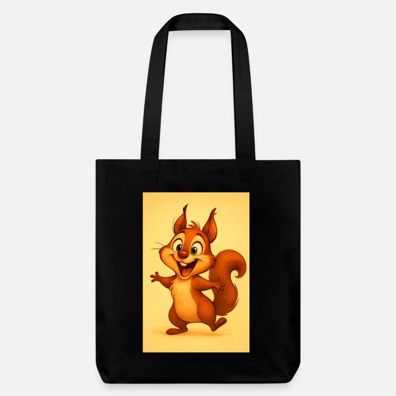 Sonneniges, verspieltes Eichhörnchen - Stanley/Stella recycelter Heavyweight Stoffbeutel - Schwarz