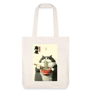Mondbeschienene Katze schlürft Ramen - Stanley/Stella recycelter Heavyweight Stoffbeutel - Naturweiß - Vorne