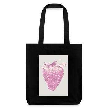 strawberry - Stanley/Stella recycelter Heavyweight Stoffbeutel - Schwarz - Vorne