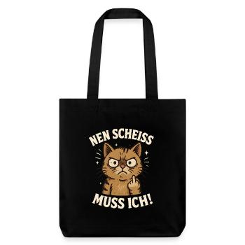 Frecher Spruch Mittelfinger Katze Büro - Stanley/Stella recycelter Heavyweight Stoffbeutel - Schwarz - Vorne