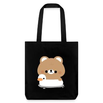 Ours brun nageant - Tote bag épais recyclé Stanley/Stella - noir - Devant