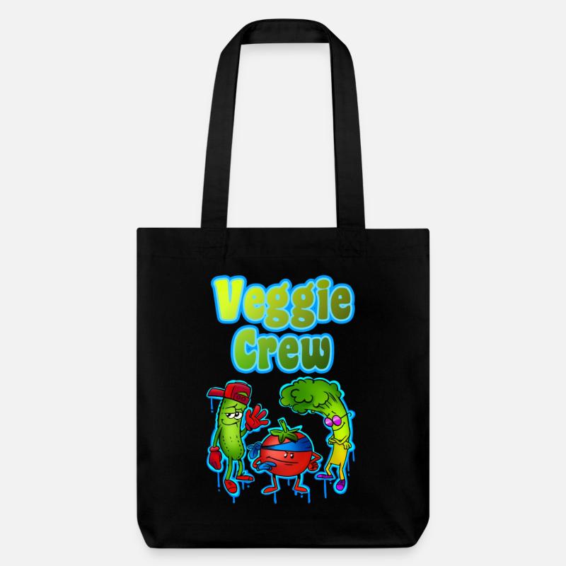 Veggie Crew Gemüsefreunde Cartoon - Stanley/Stella recycelter Heavyweight Stoffbeutel - Schwarz
