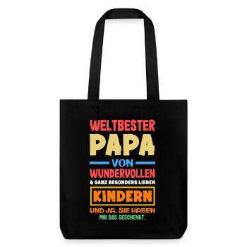 Lustiges Vatertag Geschenk Papa Bier - Stanley/Stella recycelter Heavyweight Stoffbeutel - Schwarz - Vorne