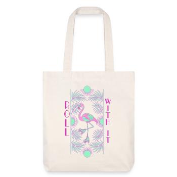 Roulez avec ça, flamant rose - Tote bag épais recyclé Stanley/Stella - blanc cassé - Devant