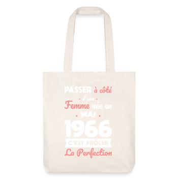 Anniversaire 60 ans - Née en Mai 1966 - Tote bag épais recyclé Stanley/Stella - blanc cassé - Devant