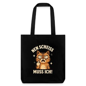 Mittelfinger Katze Mieze - Stanley/Stella recycelter Heavyweight Stoffbeutel - Schwarz - Vorne
