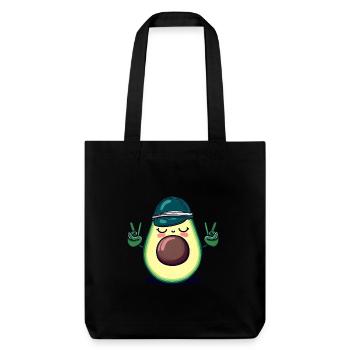 Hippie-Avocado mit Basecap - Coole Peace-Design - Stanley/Stella recycelter Heavyweight Stoffbeutel - Schwarz - Vorne