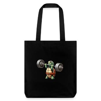 Schildkröte Gewichtheben Krafttraining - Stanley/Stella recycelter Heavyweight Stoffbeutel - Schwarz - Vorne
