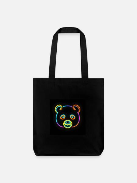 Panda Toby schenkt der Welt ein fröhliches Lächeln - Stanley/Stella recycelter Heavyweight Stoffbeutel - Schwarz