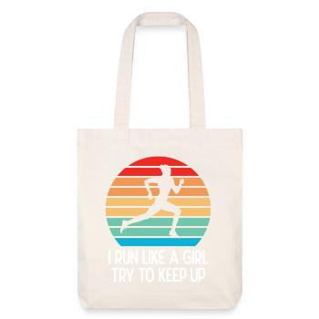 Marathon - Je cours comme une fille. Essayez de suivre. - Tote bag épais recyclé Stanley/Stella - blanc cassé - Devant