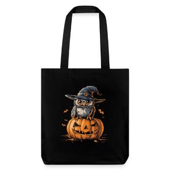 Lustige Halloween Eule - Stanley/Stella recycelter Heavyweight Stoffbeutel - Schwarz - Vorne