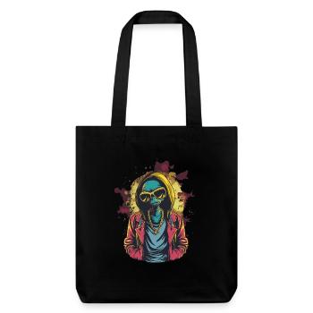 Cooles Alien - Stanley/Stella recycelter Heavyweight Stoffbeutel - Schwarz - Vorne
