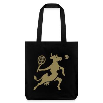 Kuhtennis Tennisspieler Silhouette Minimalistisch - Stanley/Stella recycelter Heavyweight Stoffbeutel - Schwarz - Vorne