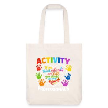 Cœurs des professionnels de l’activité Empreintes colorées de mains de la - Tote bag épais recyclé Stanley/Stella - blanc cassé - Devant