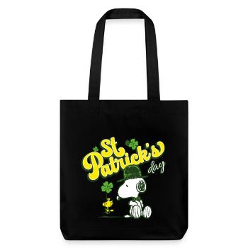 Peanuts Design Snoopy & Woodstock St. Pat's Day - Stanley/Stella recycelter Heavyweight Stoffbeutel - Schwarz - Vorne