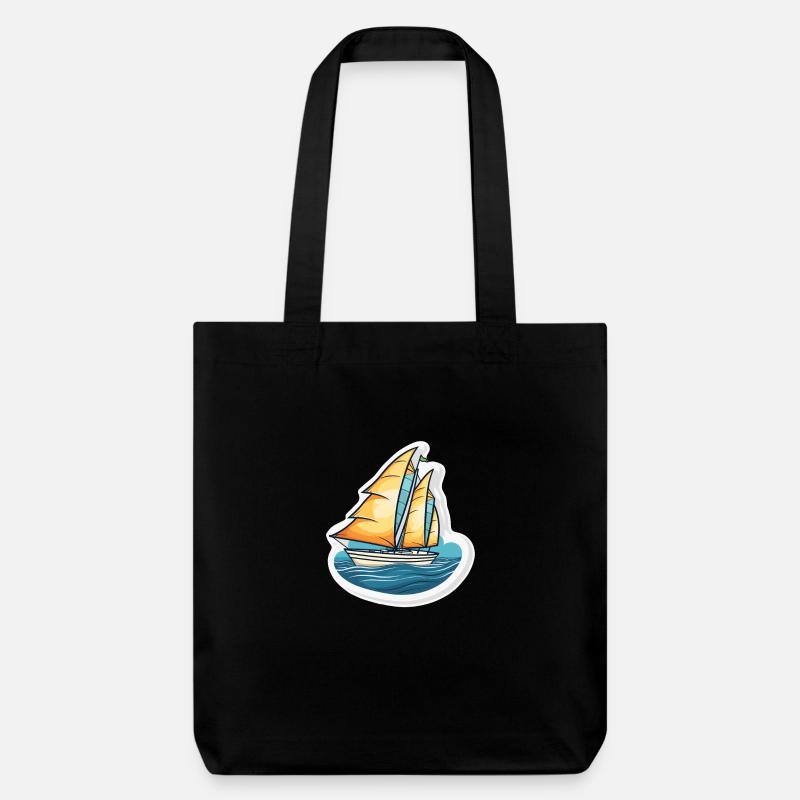 Segelboot - Illustration - Stanley/Stella recycelter Heavyweight Stoffbeutel - Schwarz