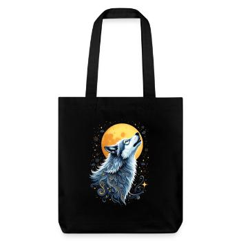 Wolf & Mond - Mystische Kunst - Stanley/Stella recycelter Heavyweight Stoffbeutel - Schwarz - Vorne