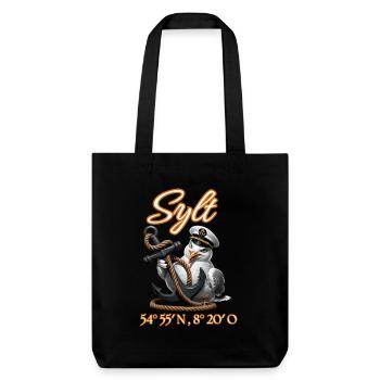 Sylt Seagull avec ancre et coordonnées GPS - Tote bag épais recyclé Stanley/Stella - noir - Devant