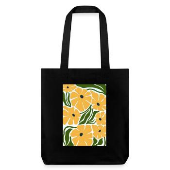 Butterblumen-Muster – Handgezeichnete florale Illu - Stanley/Stella recycelter Heavyweight Stoffbeutel - Schwarz - Vorne