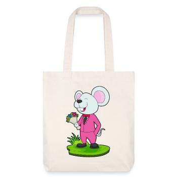 Mouse Groom Bouquet Wedding - Stanley/Stella Heavyweight Recycled Tote Bag - natural white - Front