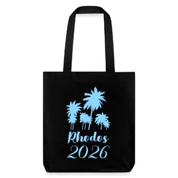 Rhodes 2026 Palmen Flair - Stanley/Stella recycelter Heavyweight Stoffbeutel - Schwarz - Vorne