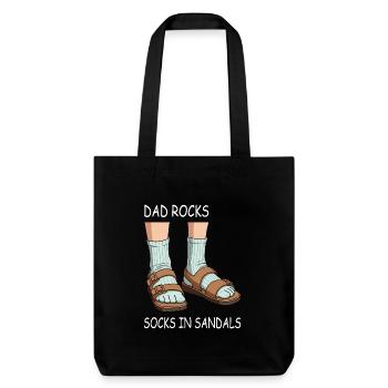 Papa rockt Socken in Sandalen - Stanley/Stella recycelter Heavyweight Stoffbeutel - Schwarz - Vorne