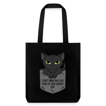 Poche poitrine chat noir Je n’apporte pas de malchance - Tote bag épais recyclé Stanley/Stella - noir - Devant