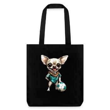 Fussball Chihuahua - Stanley/Stella recycelter Heavyweight Stoffbeutel - Schwarz - Vorne