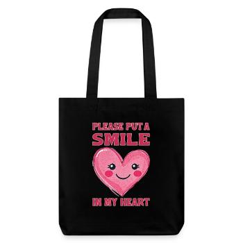 Please put a smile in my heart - Stanley/Stella Heavyweight Recycled Tote Bag - black - Front