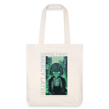 Café d'abord, Miséricorde plus tard, style anime Vaporwave - Tote bag épais recyclé Stanley/Stella - blanc cassé - Devant