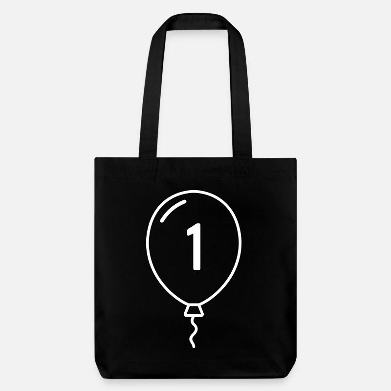 Luftballon Zahl 1 – Geburtstag & Party Design - Stanley/Stella recycelter Heavyweight Stoffbeutel - Schwarz