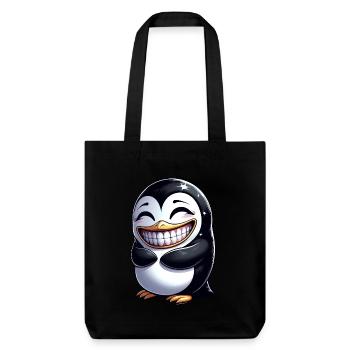 Süßer Pinguin zeigt Zähne Cartoon Lachen - Stanley/Stella recycelter Heavyweight Stoffbeutel - Schwarz - Vorne