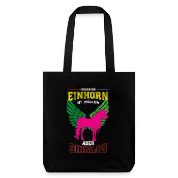 Einhorn Leben sinnlos - Geschenk - Stanley/Stella recycelter Heavyweight Stoffbeutel - Schwarz - Vorne