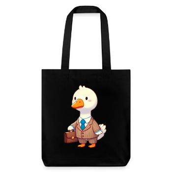 Serious Goose en costume avec mallette - Tote bag épais recyclé Stanley/Stella - noir - Devant