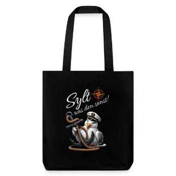 Sylt quoi d’autre ! mouette drôle avec ancre - Tote bag épais recyclé Stanley/Stella - noir - Devant