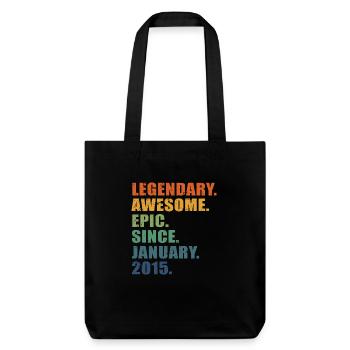 8th Birthday, January 2015, 8 Year Anniversary - Stanley/Stella Heavyweight Recycled Tote Bag - black - Front