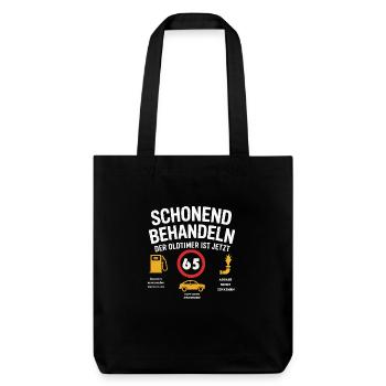 Oldtimer mit 65 – Lustiges Geburtstag Shirt - Stanley/Stella recycelter Heavyweight Stoffbeutel - Schwarz - Vorne
