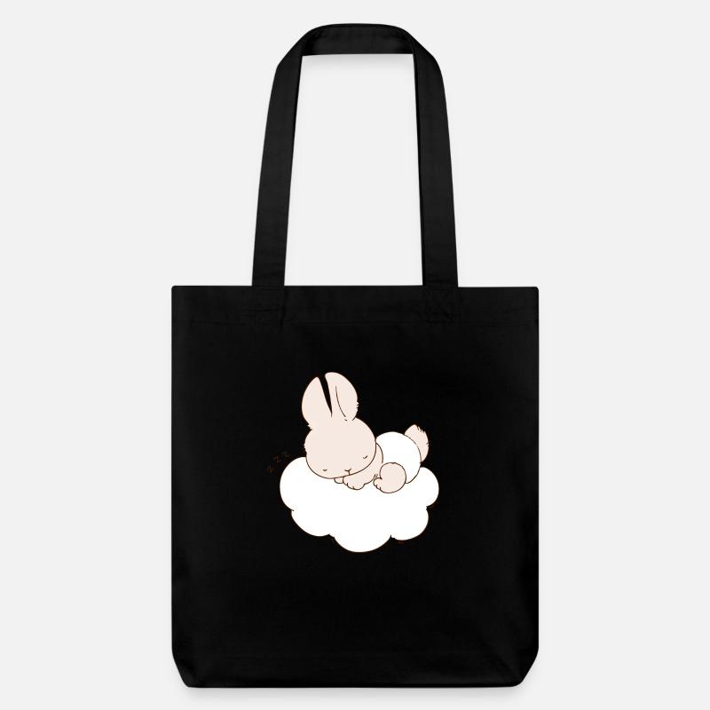 Lapin de bébé dormir sur un nuage - Tote bag épais recyclé Stanley/Stella - noir
